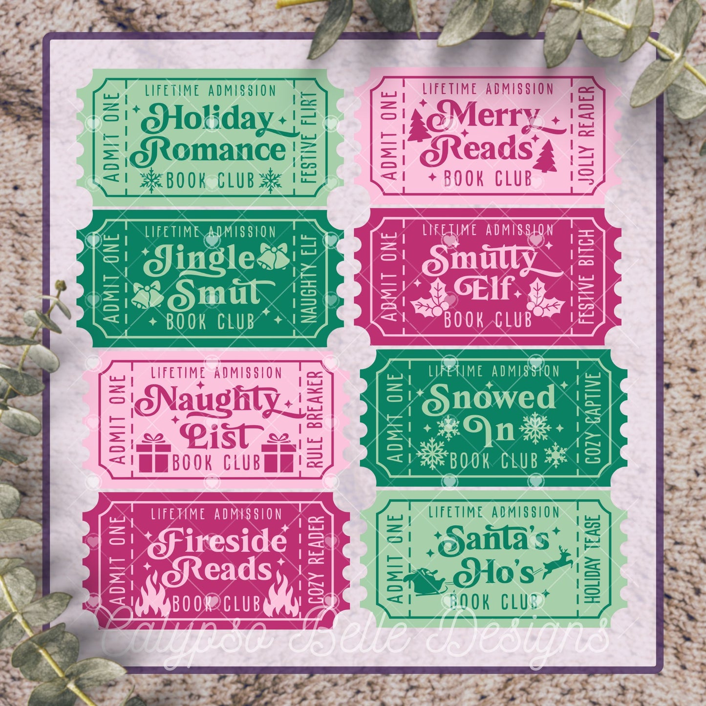 Christmas Book Club Trope Tickets Bundle, Bookish Bundle, Christmas