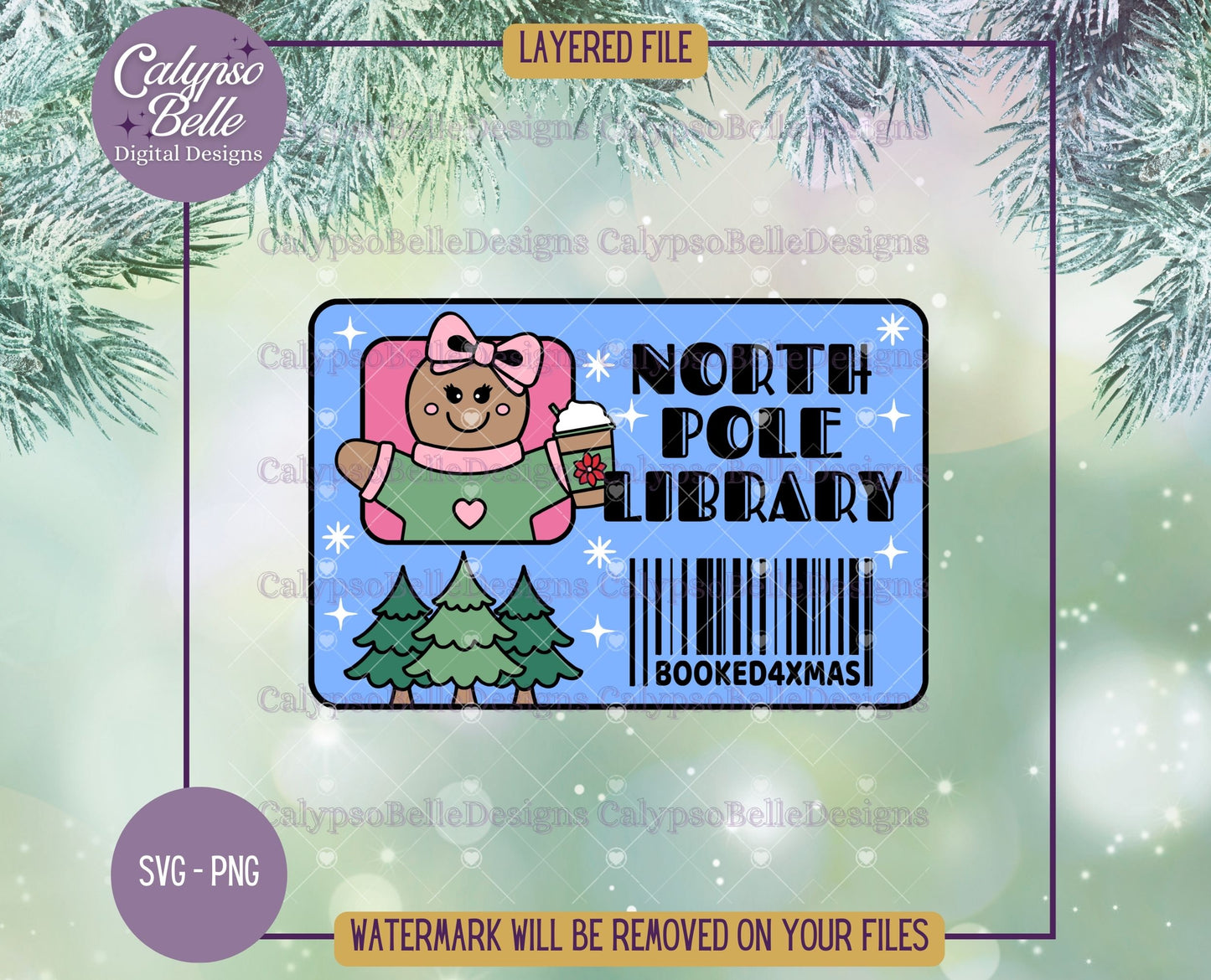 North Pole Library Card, Bookish Christmas Design