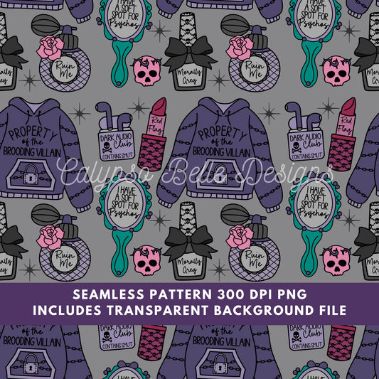 Dark Romance Coquette Seamless Pattern, Bookish Pattern