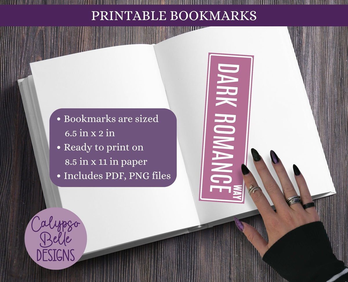 Romance Library Sign Dark Romance Library Street Sign, Printable Bookmarks, Printable Stick ...