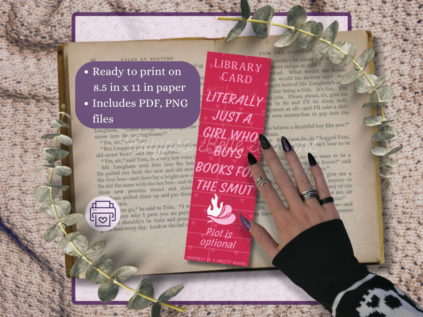 Spicy Romance Library Card Bookmark Bundle, Printable Bookmarks Bundle