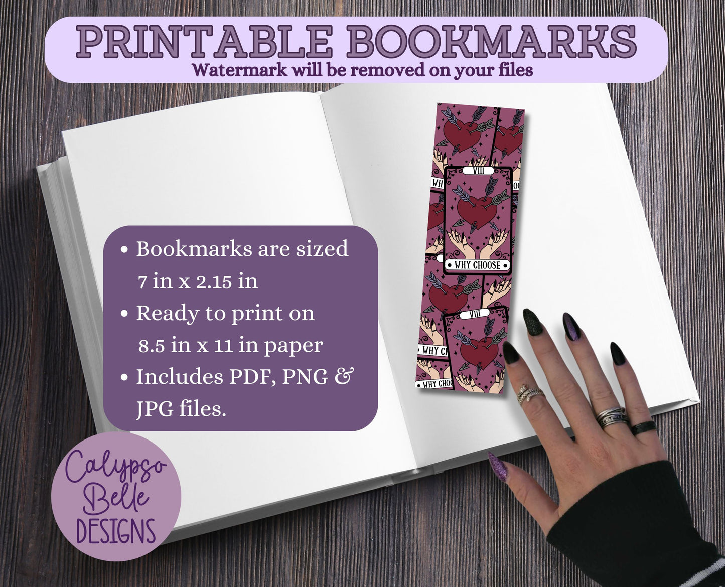 Tarot Card Printable Bookmarks, Dark Romance Bundle