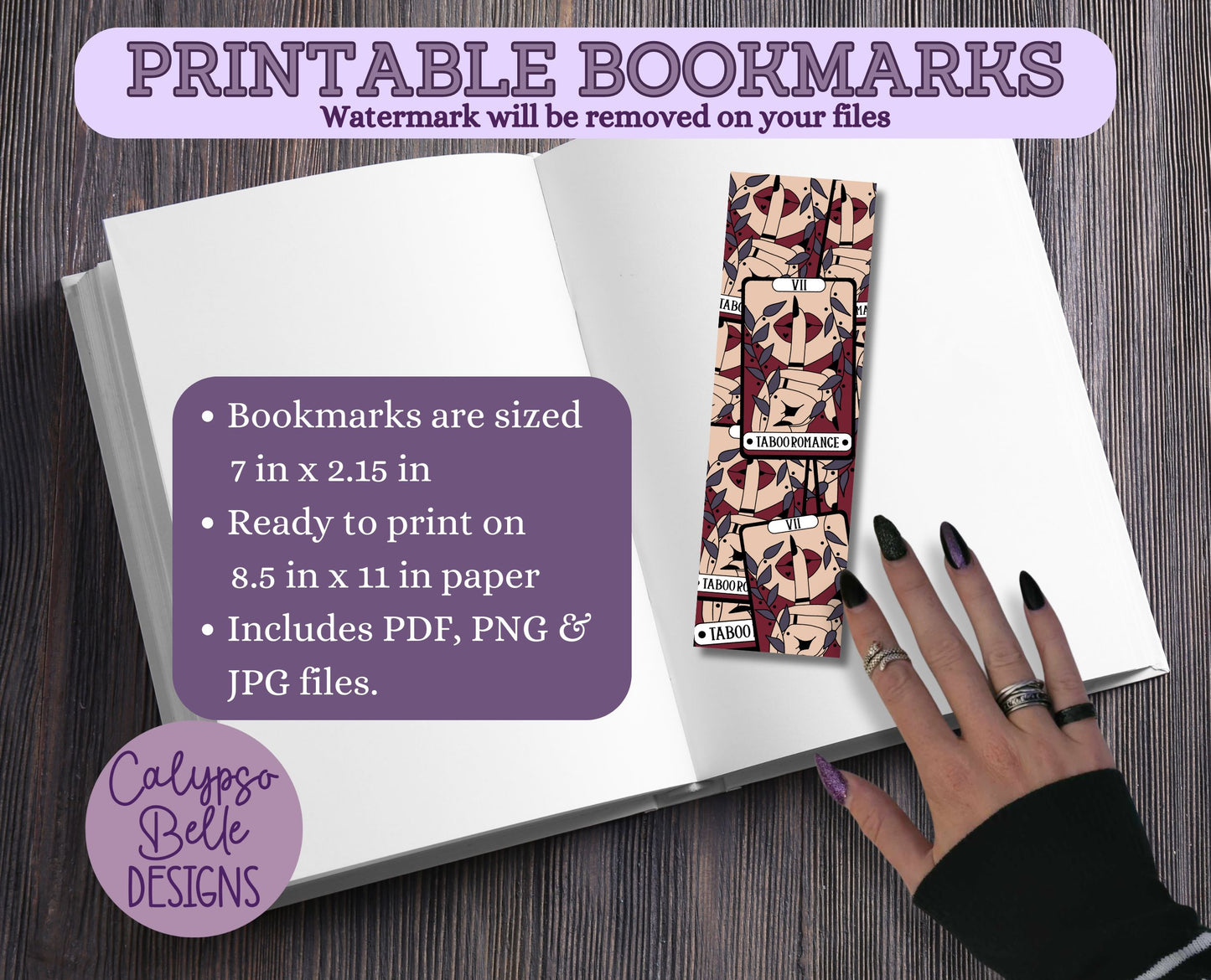 Tarot Card Printable Bookmarks, Dark Romance Bundle