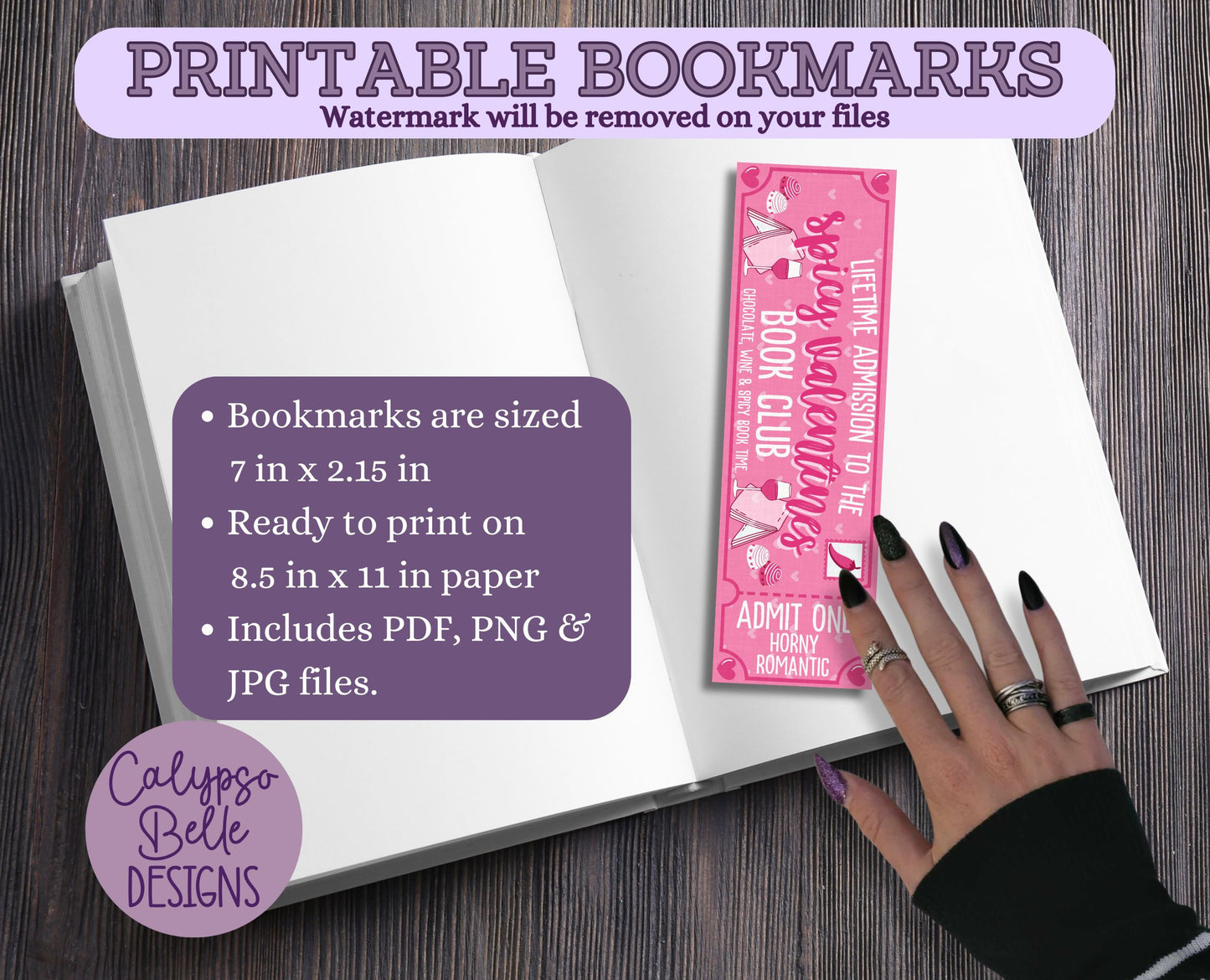 Admit One Valentine's Day Book Club Printable Bookmarks Bundle