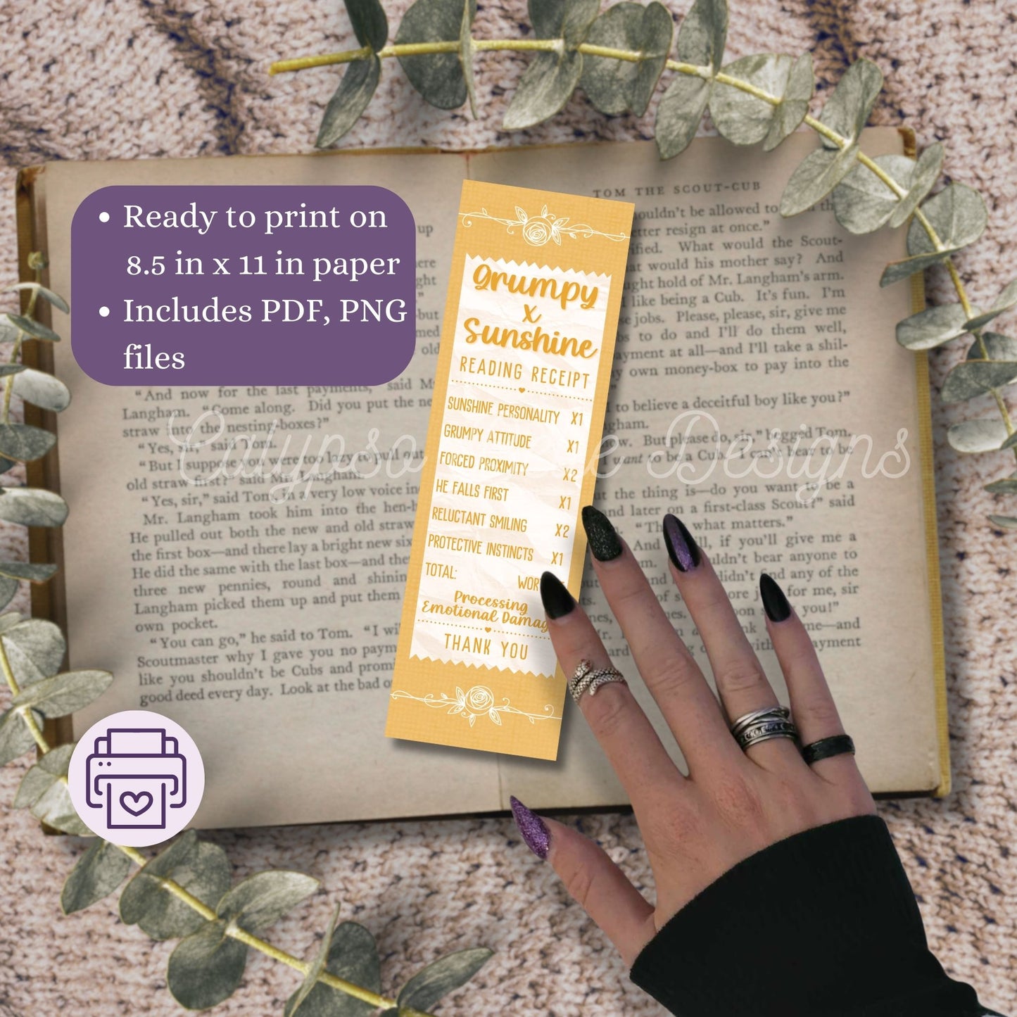 Romance Reading Receipt Bookmark Bundle, Printable Bookmarks Bundle