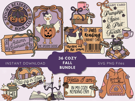 Cozy Bookish Fall Bundle, Bookish Designs