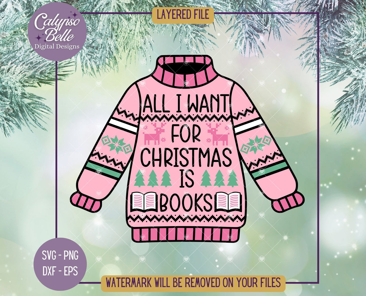 All I Want for Christmas is Books, Ugly Christmas Sweater, Bookish Christmas Design