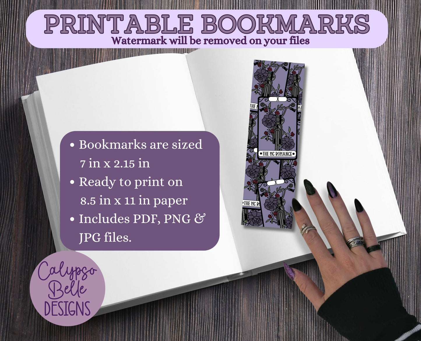 Tarot Card Printable Bookmarks, Dark Romance Bundle