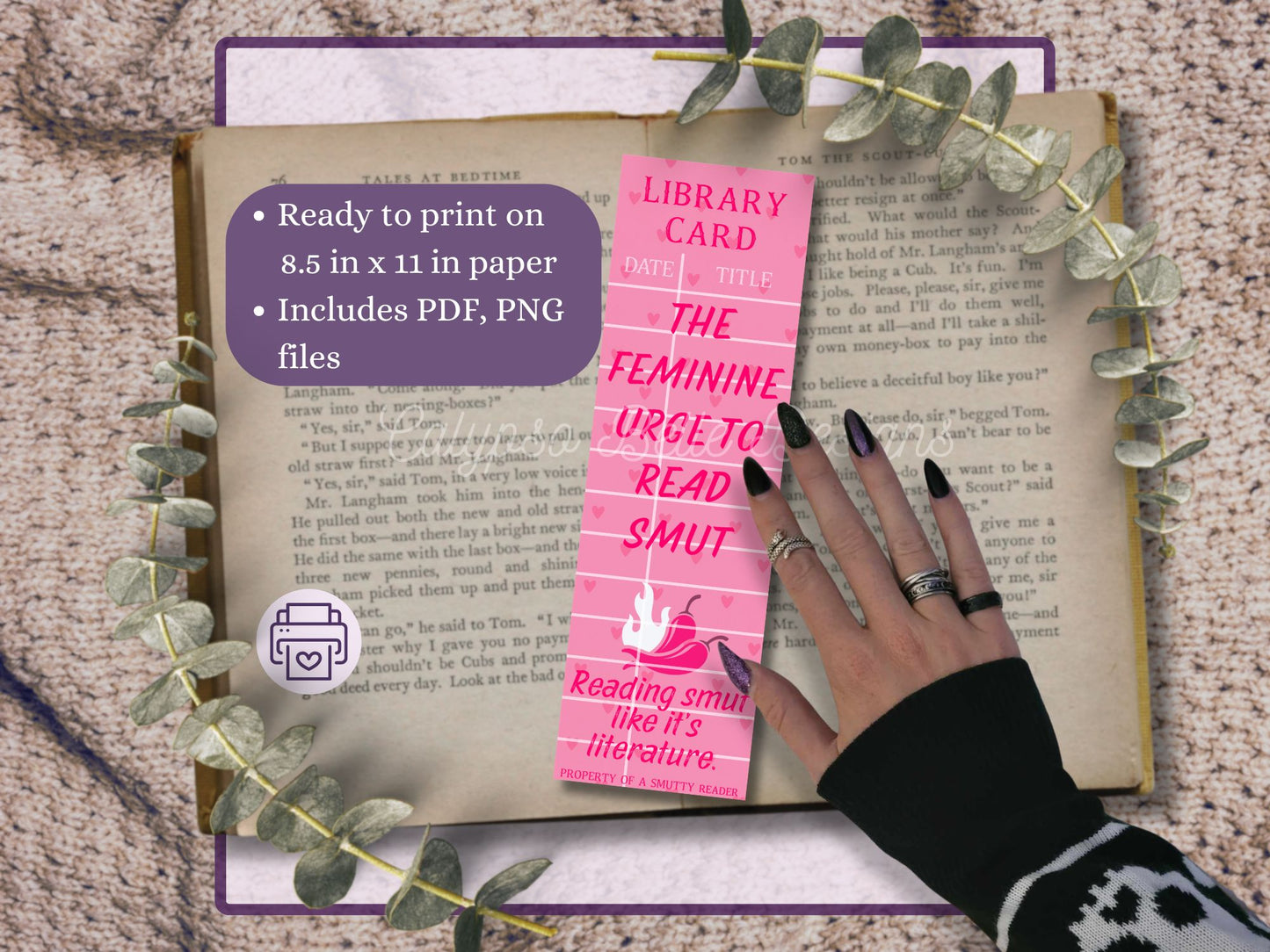 Spicy Romance Library Card Bookmark Bundle, Printable Bookmarks Bundle