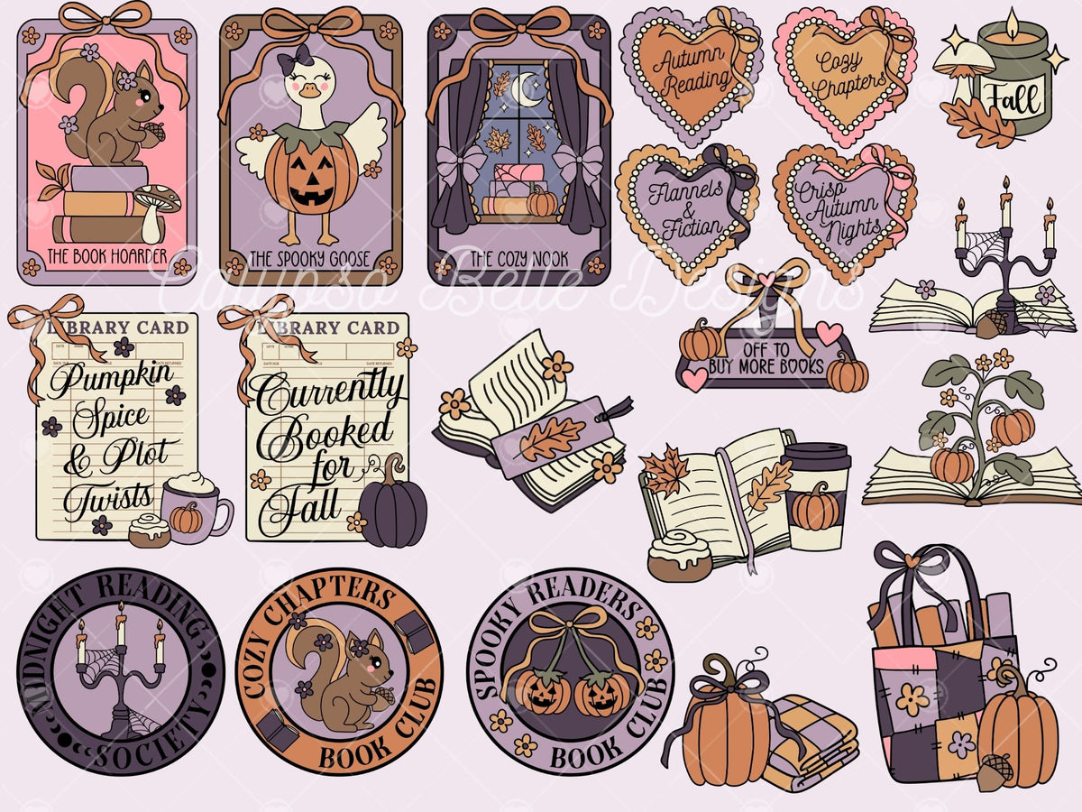 Cozy Bookish Fall Bundle, Bookish Designs