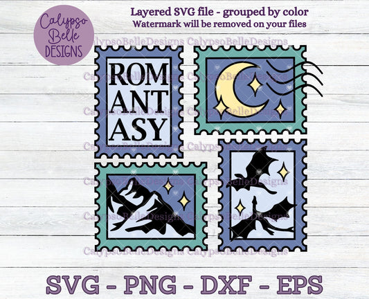 Romantasy Stamps, Bookish Stamps, Bookish Design