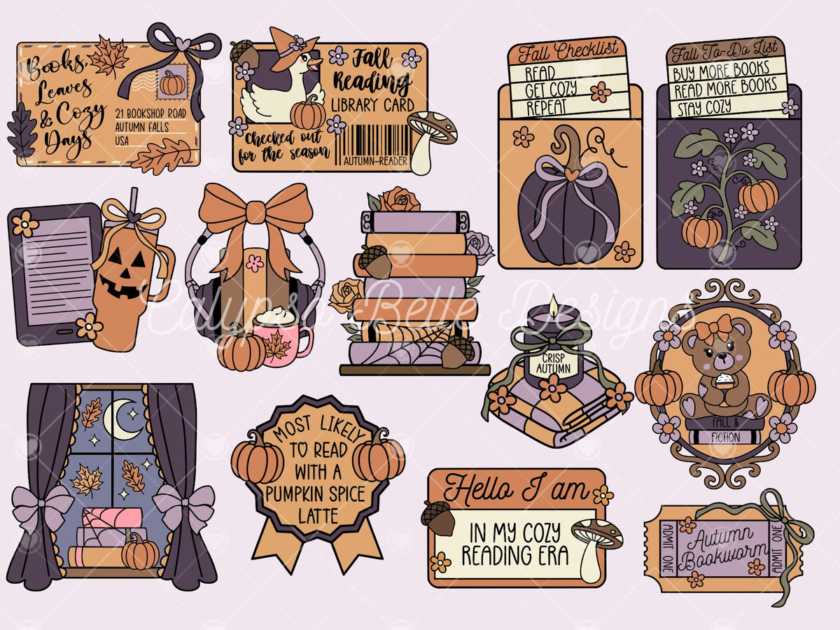 Cozy Bookish Fall Bundle, Bookish Designs