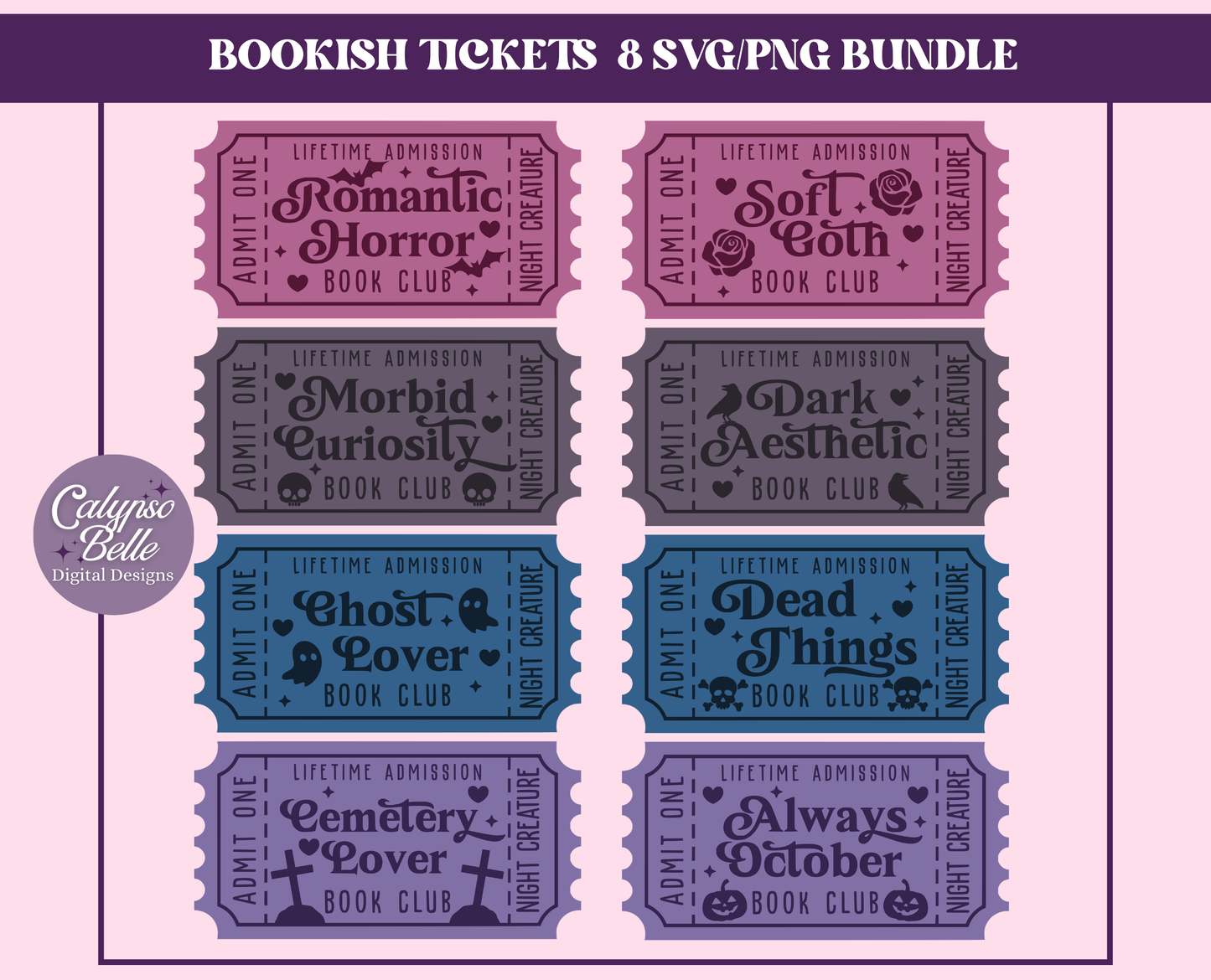 Gothic Romance Book Club Trope Tickets Bundle, Bookish Bundle