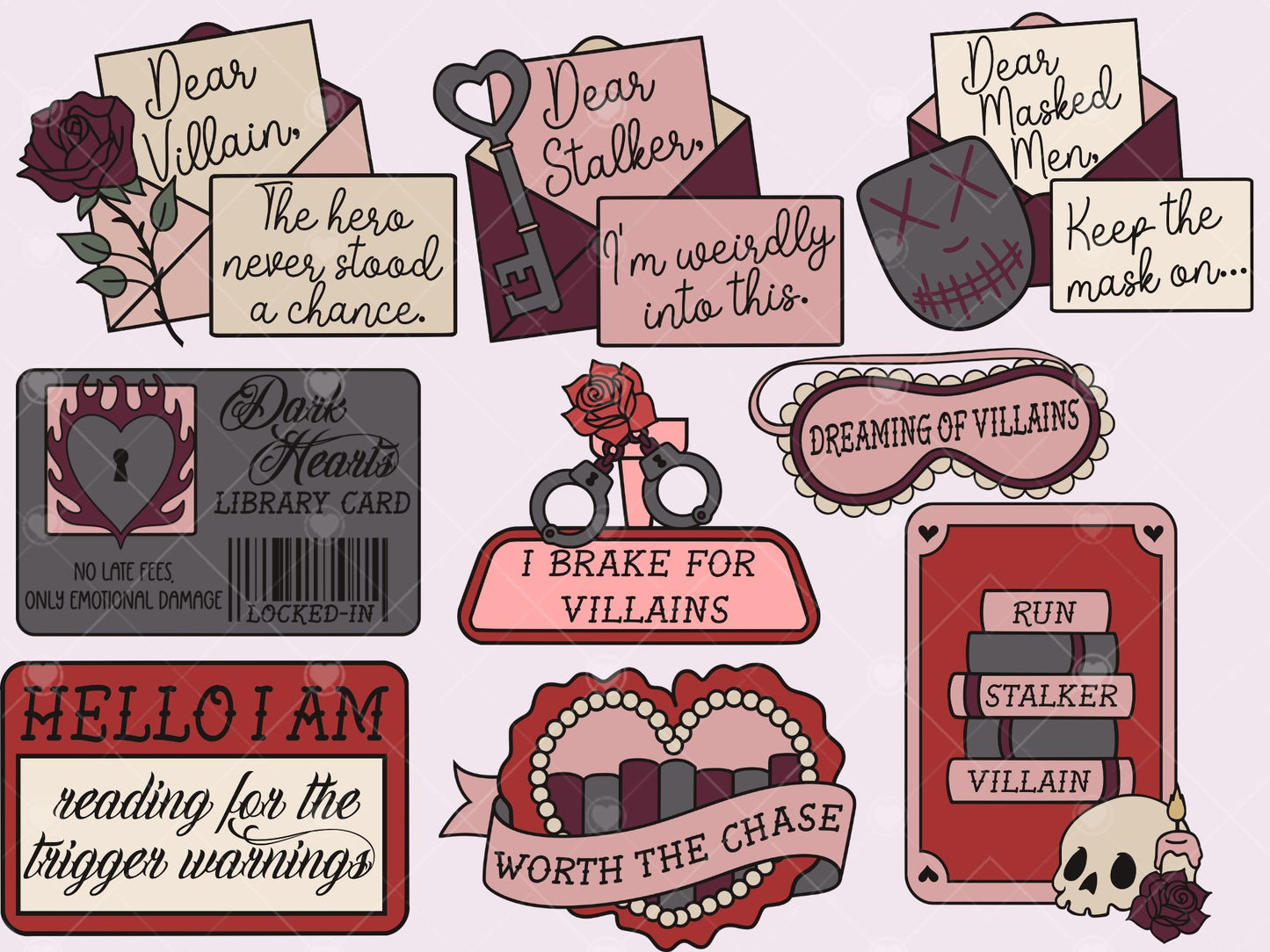 Dark Romance Girlie, Morally Black, Villain Bookish Bundle
