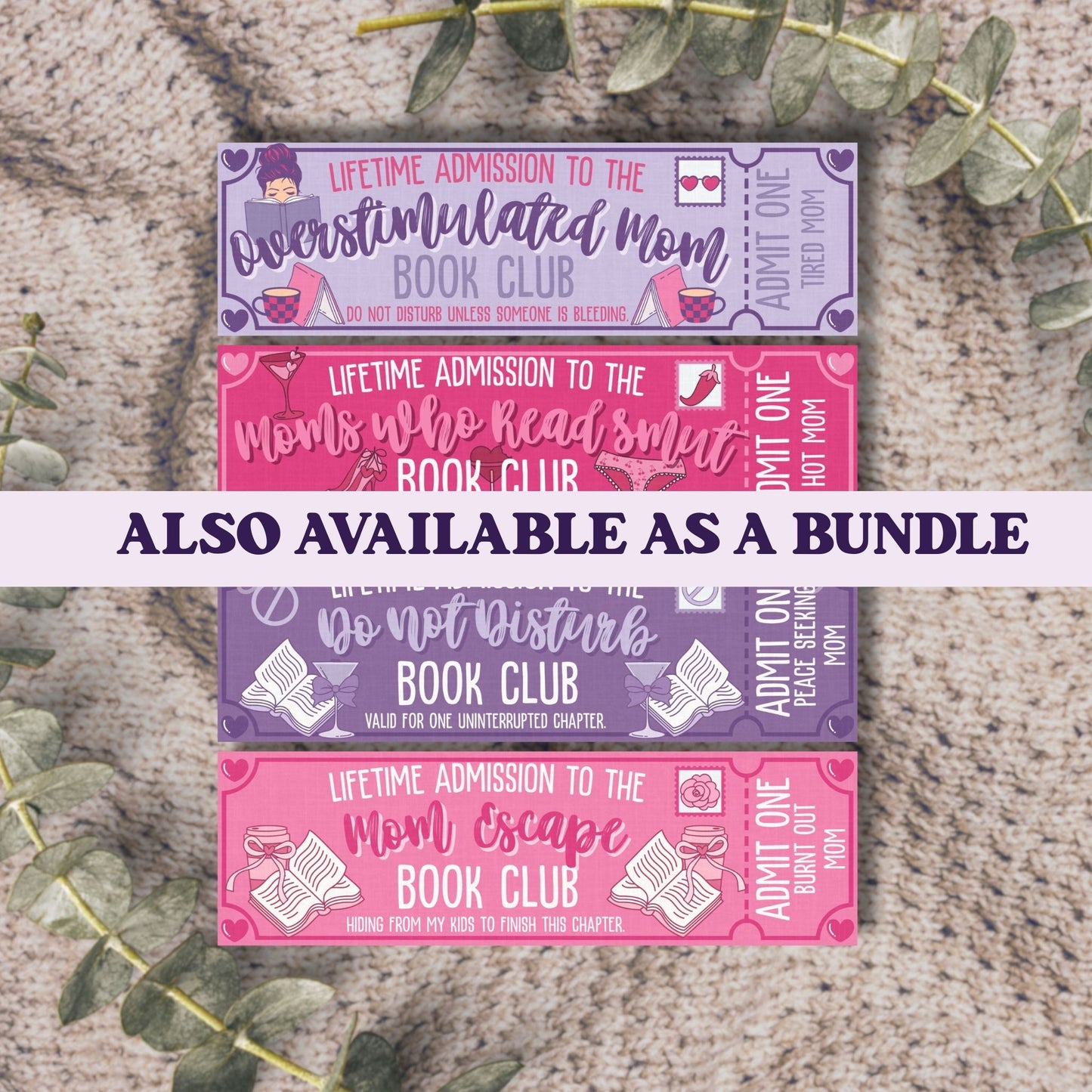 Overstimulated Mom Admit One Book Club Printable Bookmark