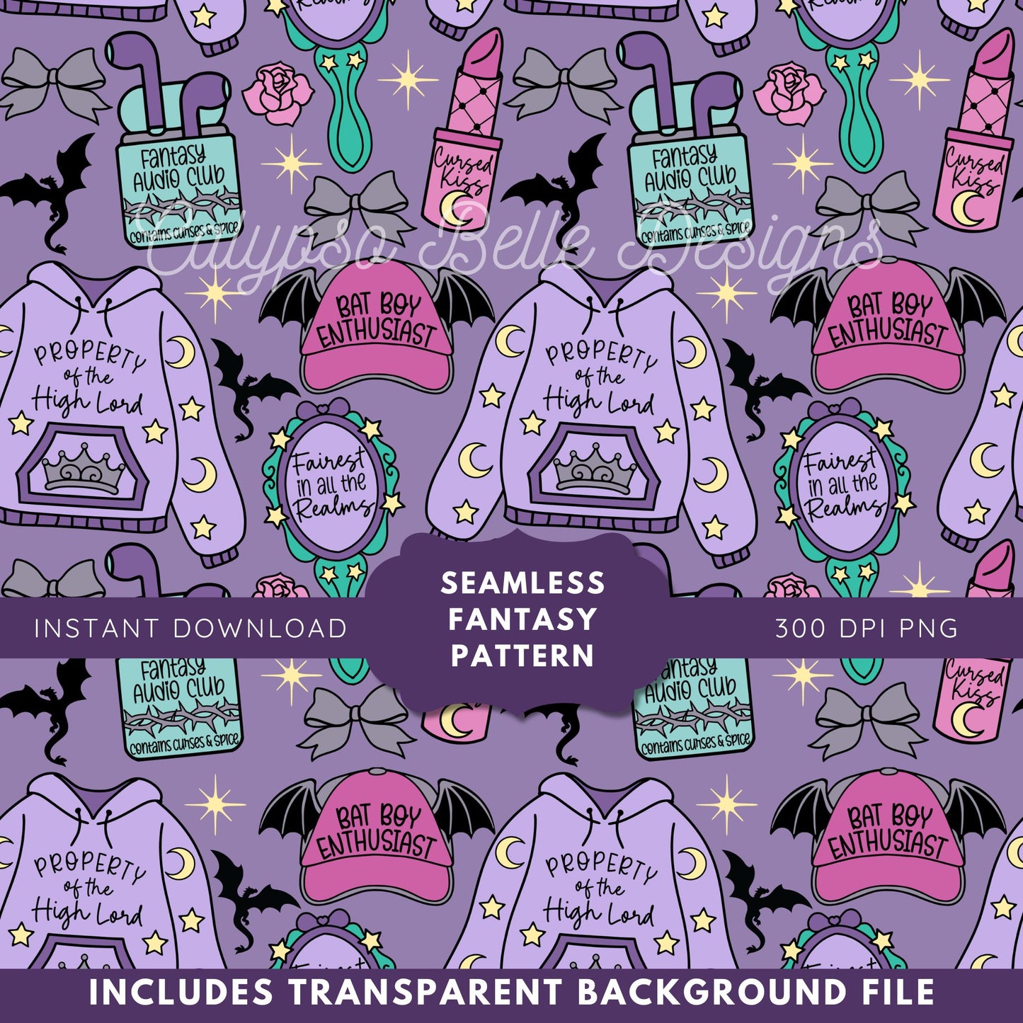 Fantasy Romance Coquette Seamless Pattern Bundle, Bookish Pattern (Copy)