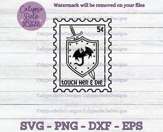 Touch Her & Die, Trope Stamps, Bookish Stamps, Bookish Design