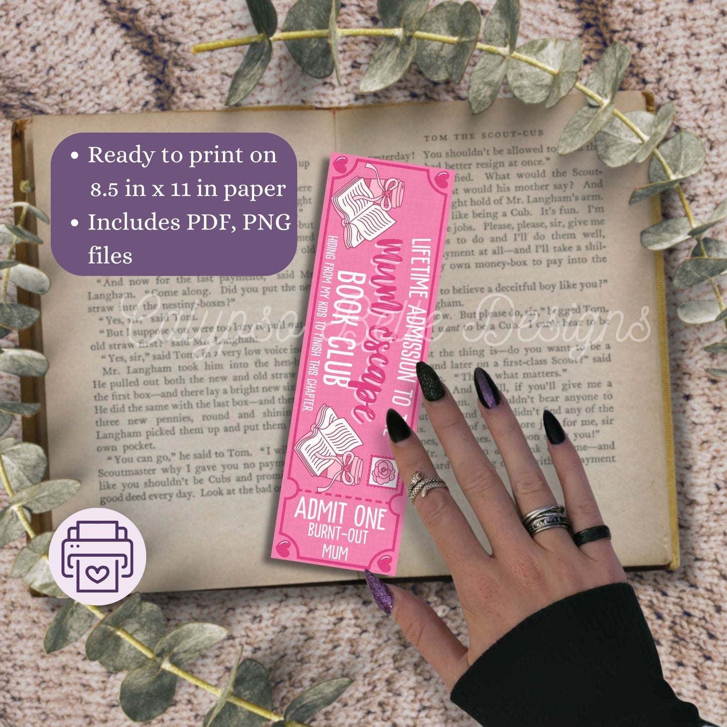 Bookish Mum Admit One Romance Book Club Printable Bookmarks