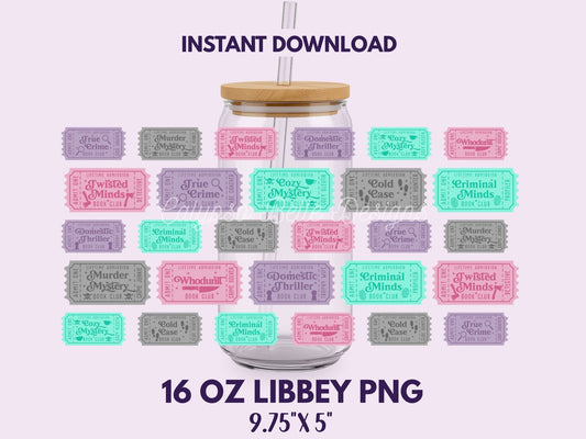 Thriller Reader, Murder Mystery, True Crime 16 oz Libbey Cup Wrap, Bookish Designs