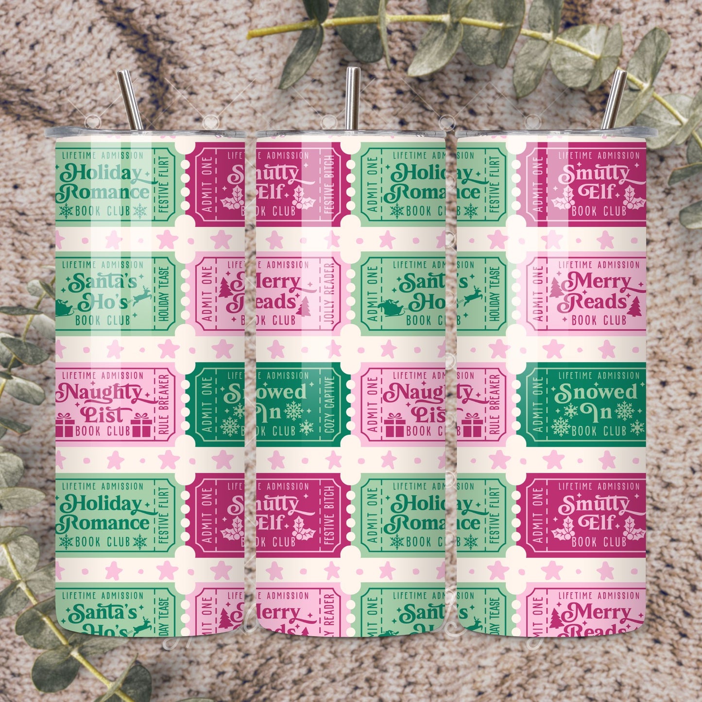 Admit One Christmas Book Club Seamless Pattern, Bookish Pattern, Christmas Pattern (Copy)