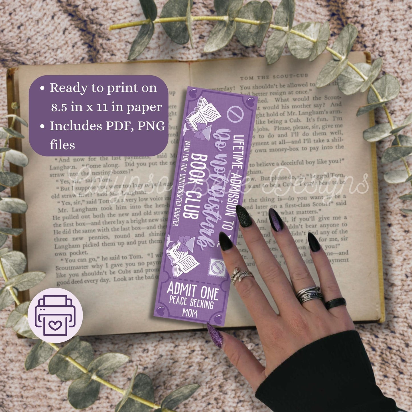 Bookish Mom Admit One Romance Book Club Printable Bookmarks
