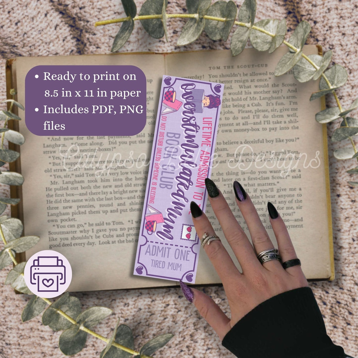 Bookish Mum Admit One Romance Book Club Printable Bookmarks