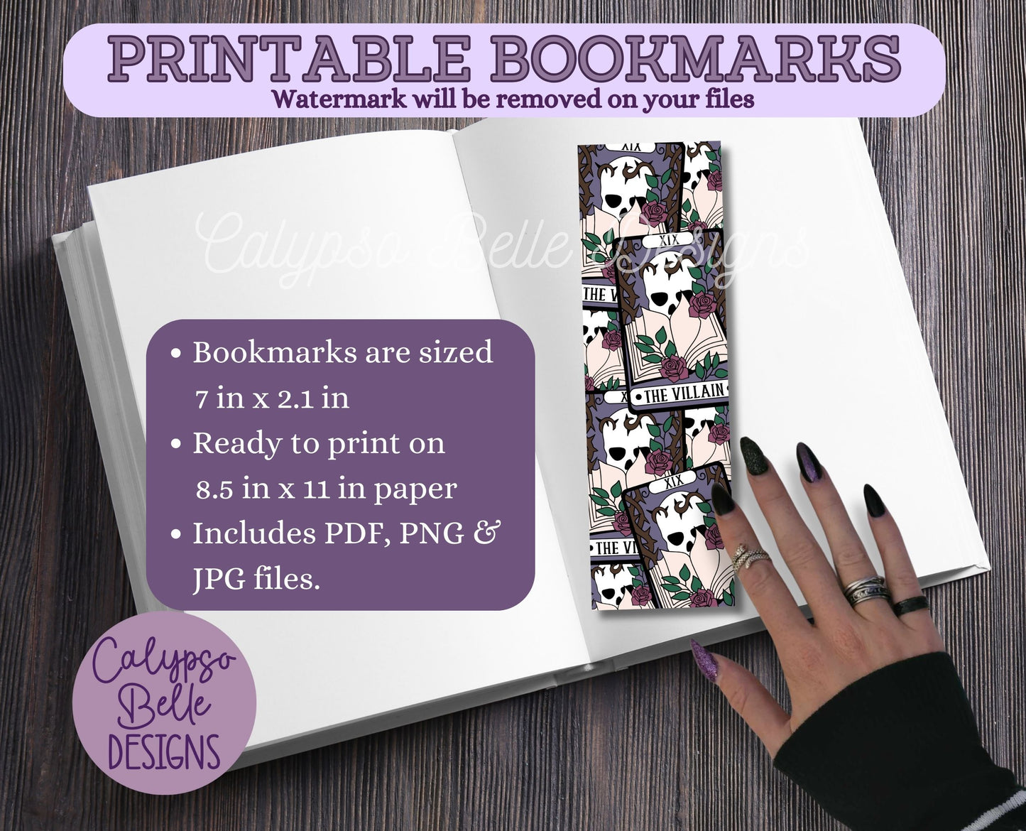 Tarot Card Printable Bookmarks, Villain Dark Romance Bundle