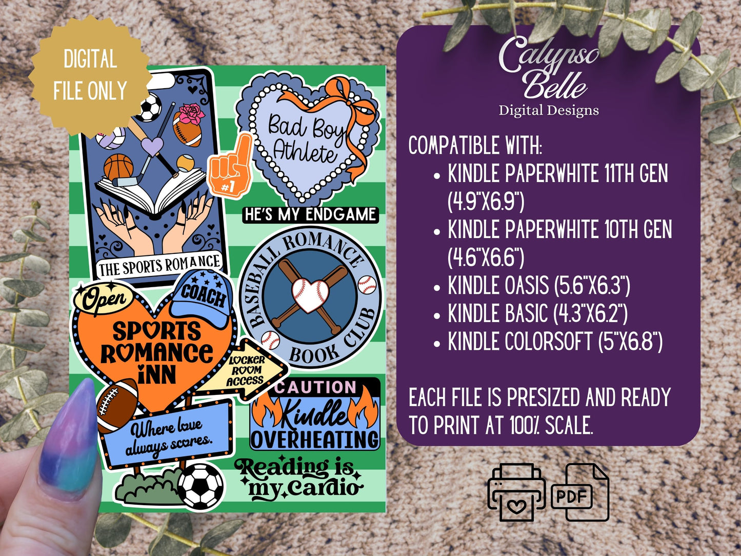 Sports Romance, Printable Kindle Insert