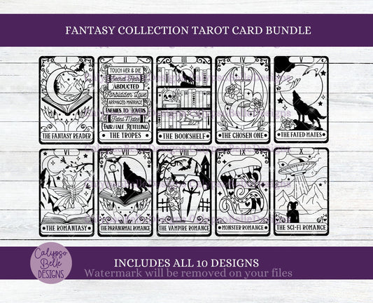 Fantasy Romance Tarot Card Collection Bundle, Bookish Designs