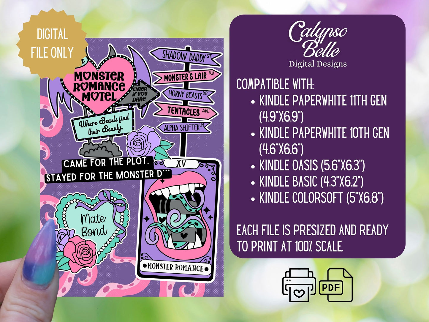 Monster Romance, Dark Romance Printable Kindle Insert