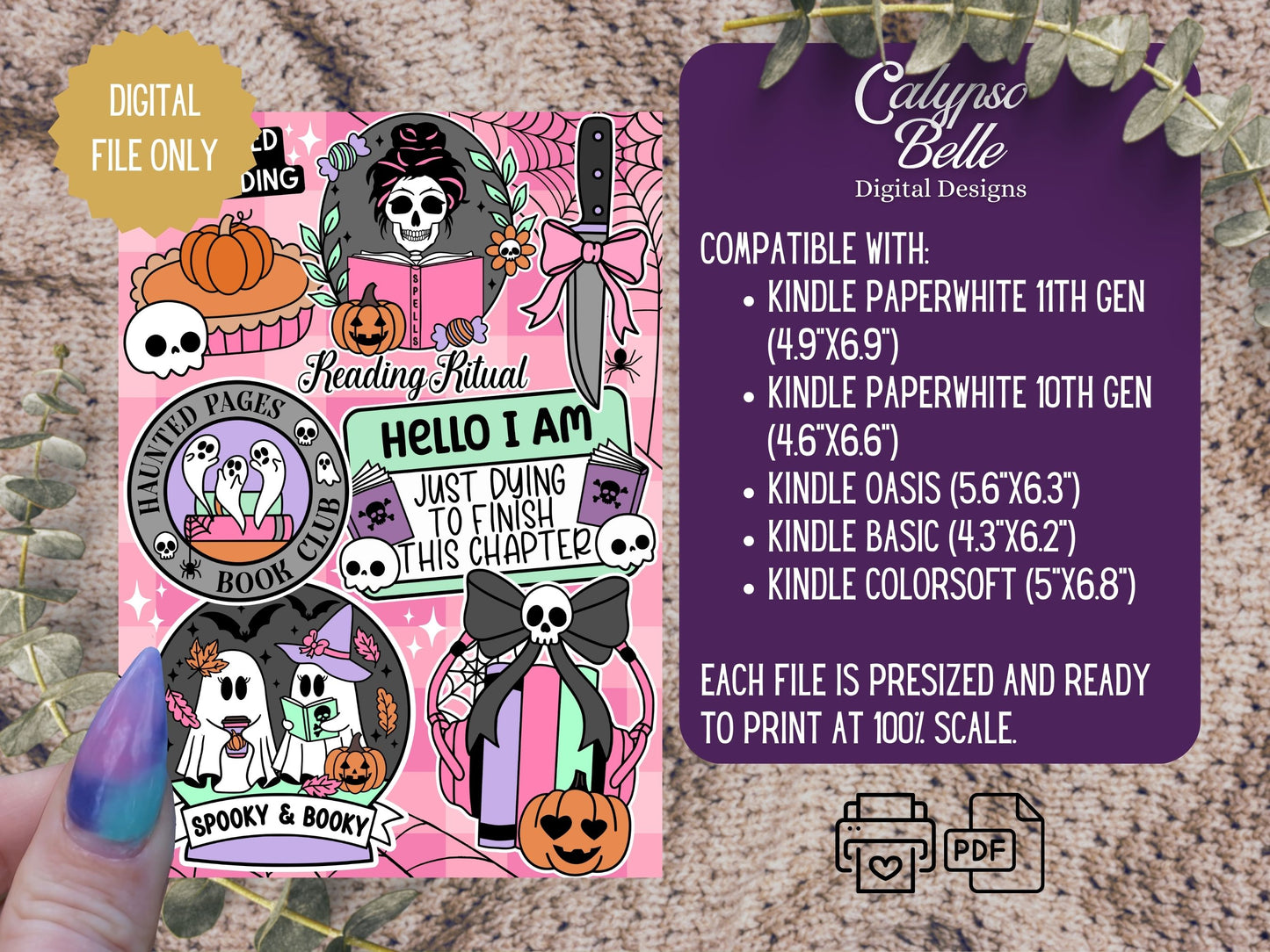 Spooky Bookish Halloween Romance, Printable Kindle Insert