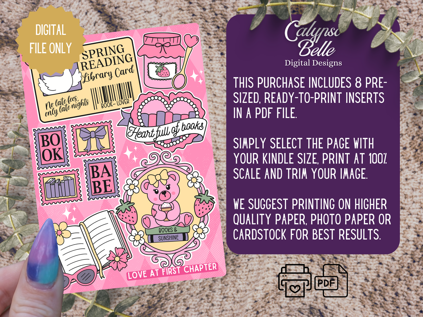 Spring Reading, Silly Goose, Printable Kindle & Kobo Insert