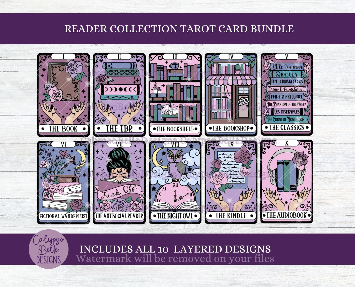 The Reader Tarot Card Collection Bundle, Bookish Designs