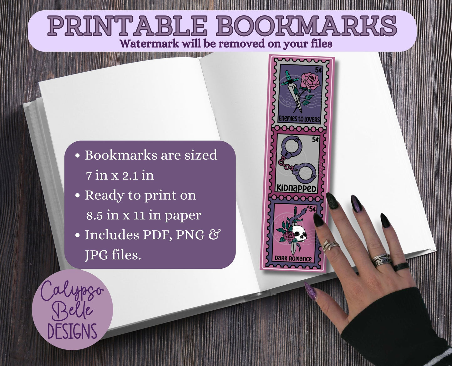 Book Tropes Stamps Printable Bookmarks, Enemies to Lovers Bundle