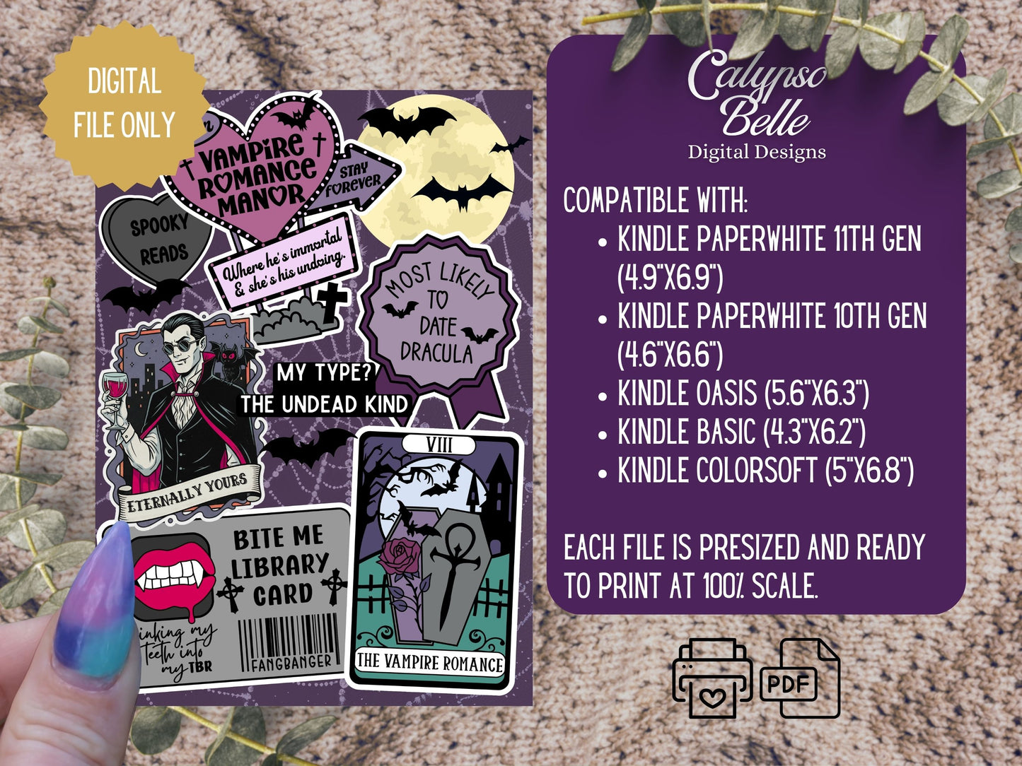 Vampire Romance, Printable Kindle Insert