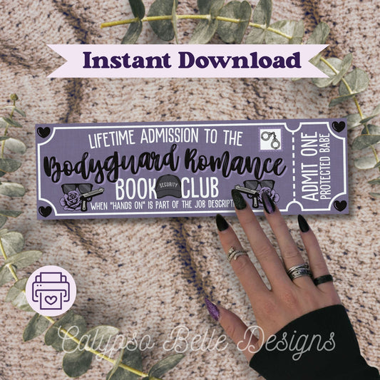 Bodyguard Romance Admit One Book Club Printable Bookmark