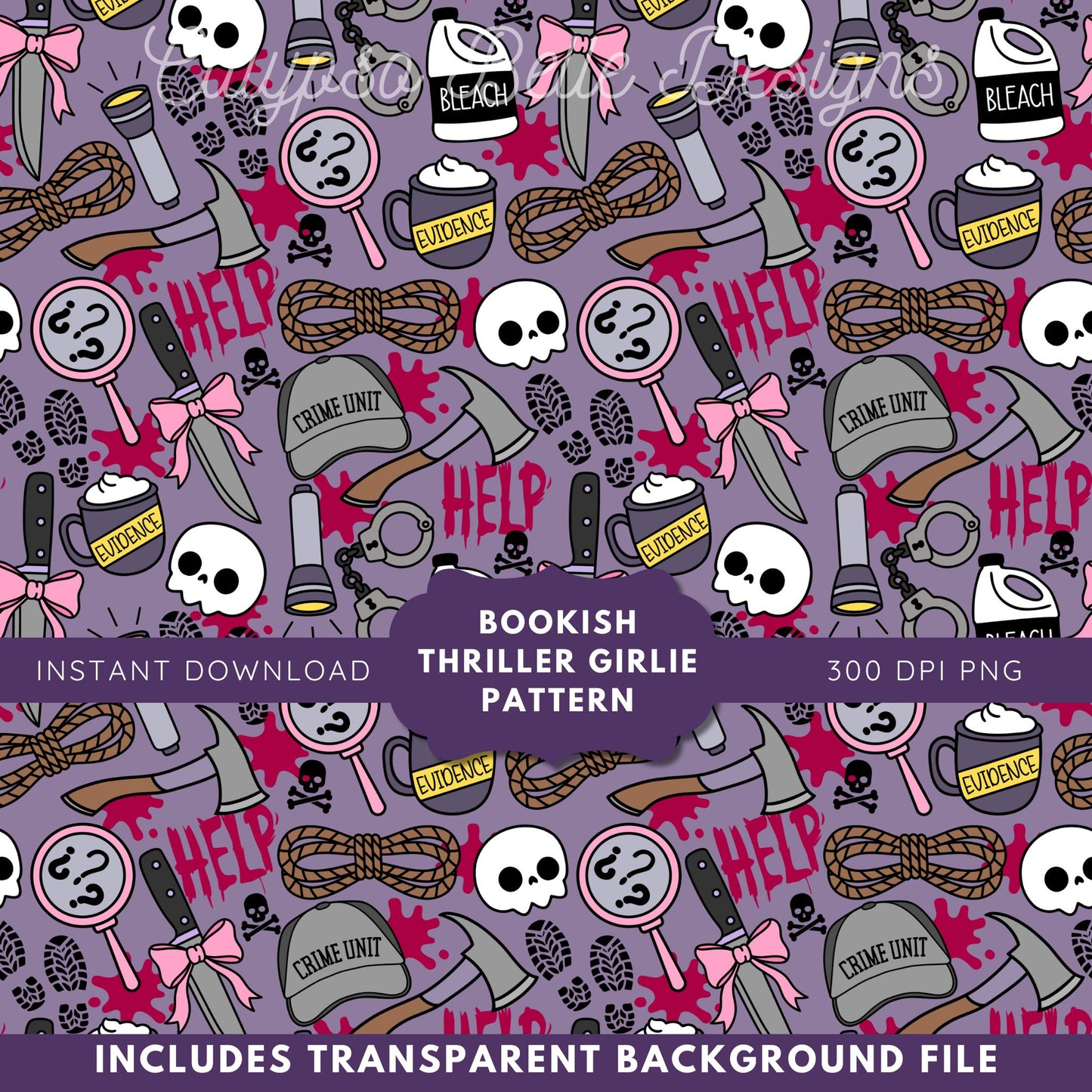 Thriller Reader Seamless Pattern, Bookish Pattern