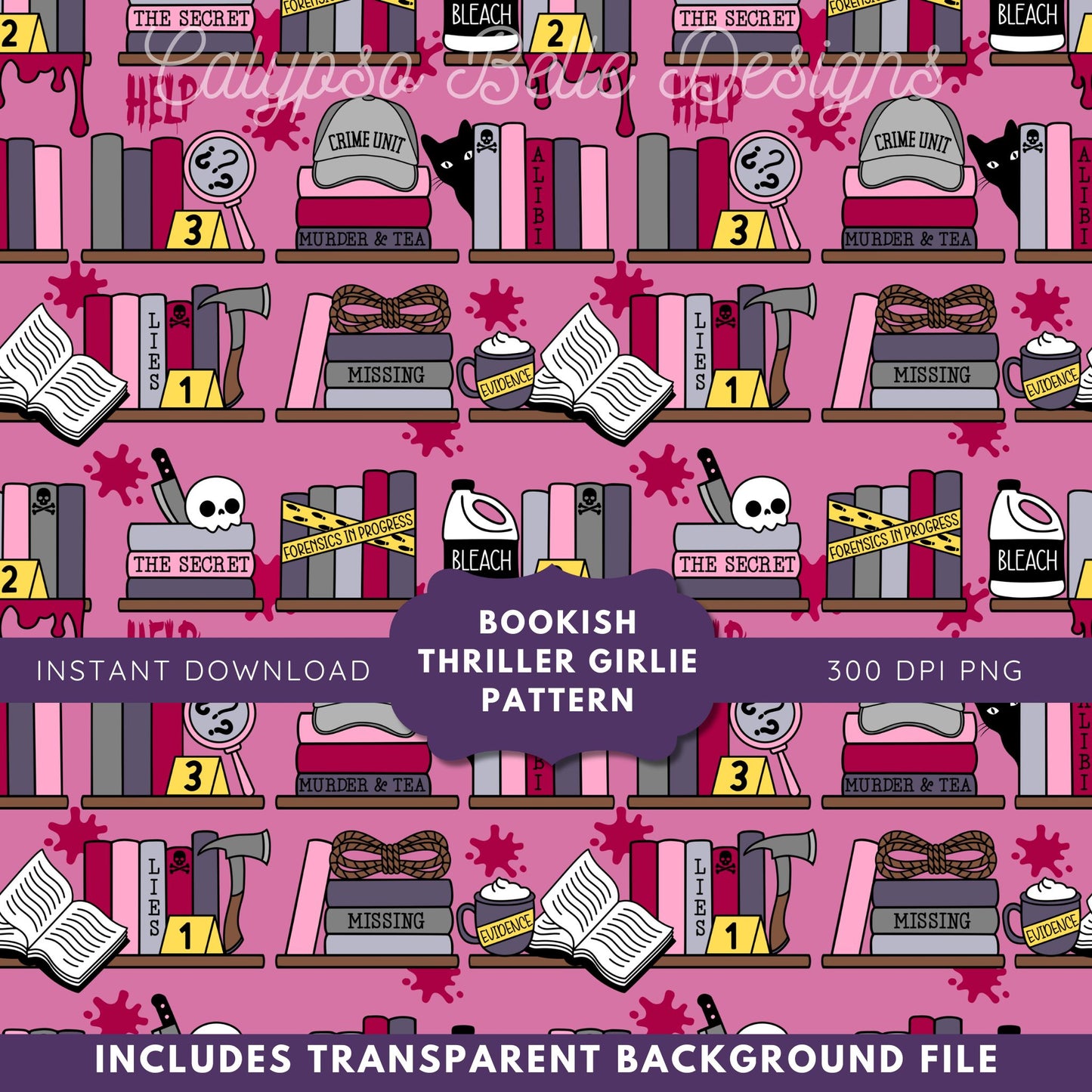 Thriller Girlie Seamless Pattern Bundle, Bookish Pattern