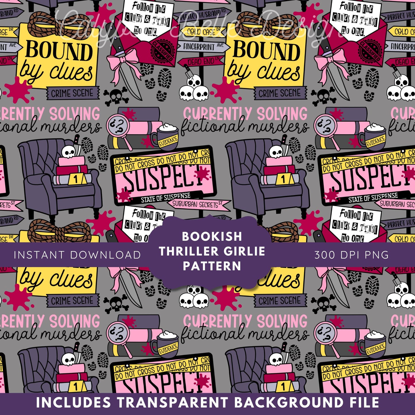 Thriller Girlie Seamless Pattern Bundle, Bookish Pattern