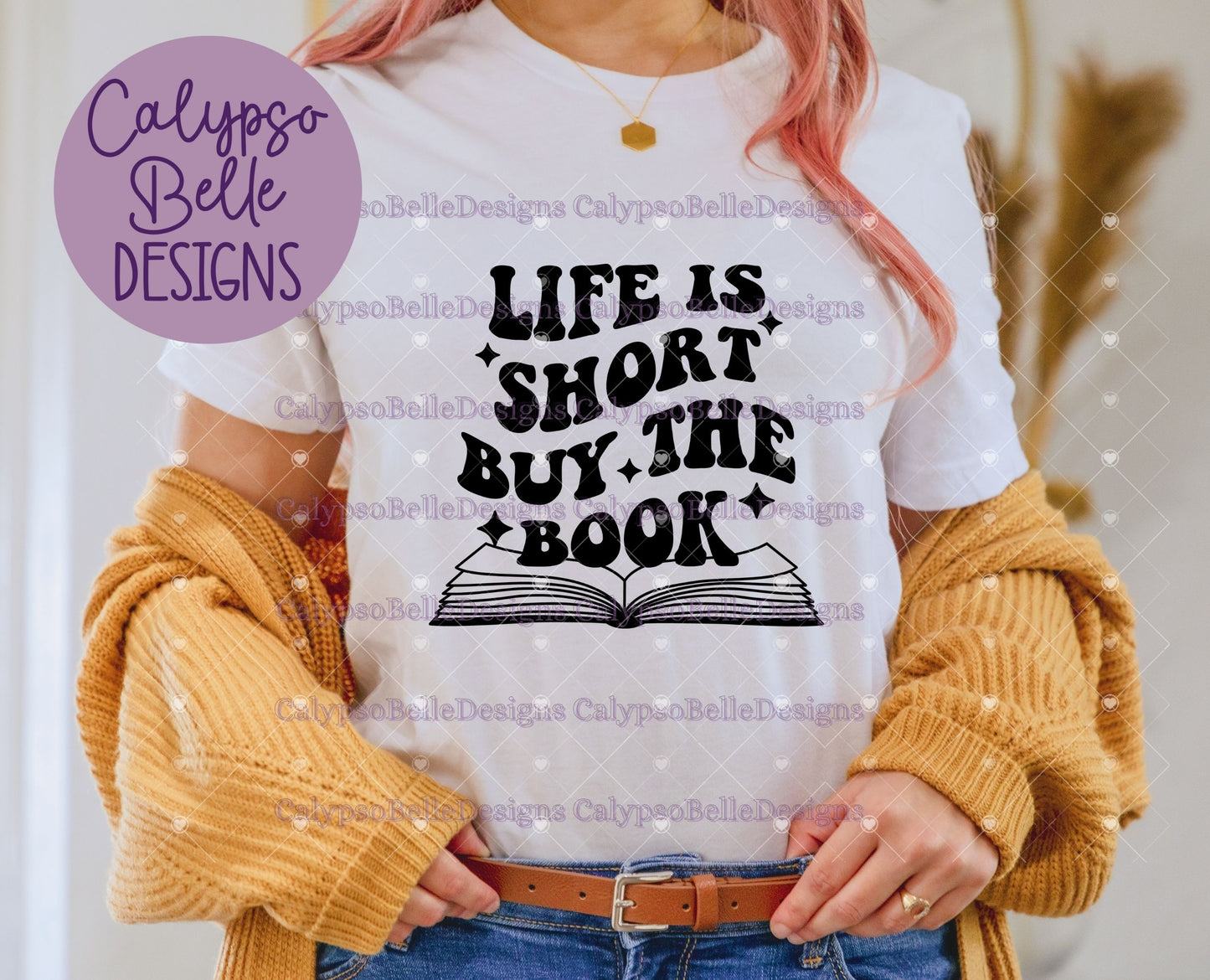 Life is short, buy the book, Wavy Retro with Pocket Bookish Design