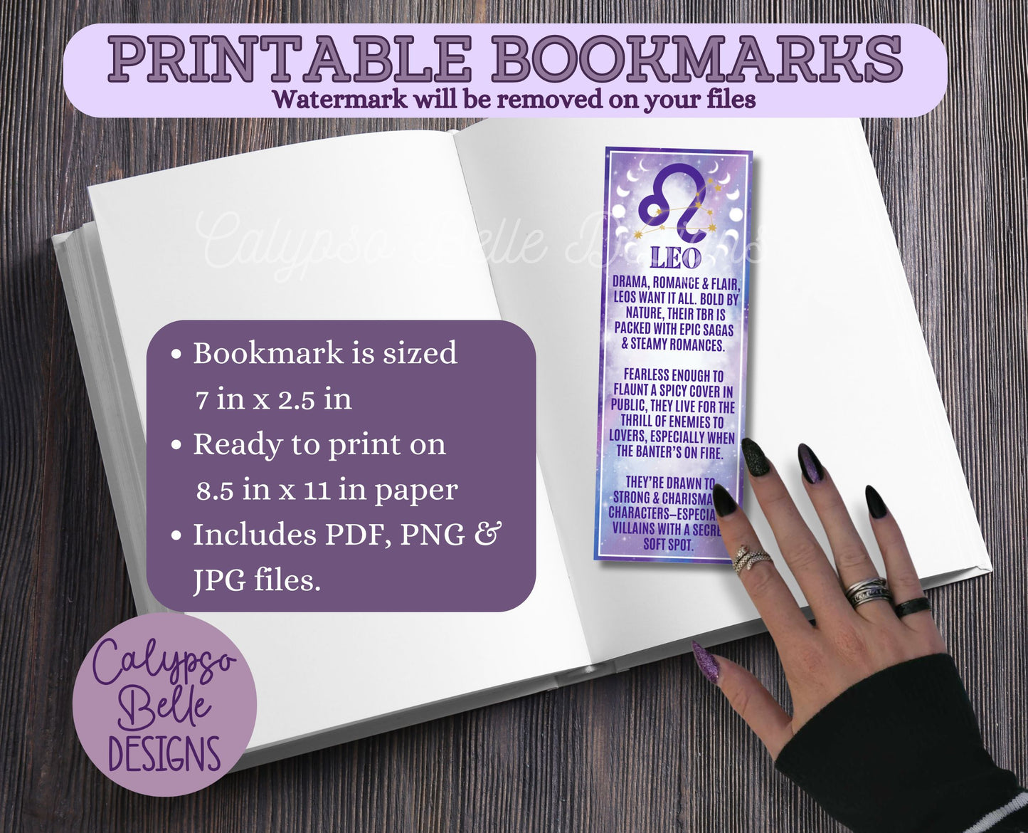 Leo Reader Bookish Zodiac, Printable Bookmark