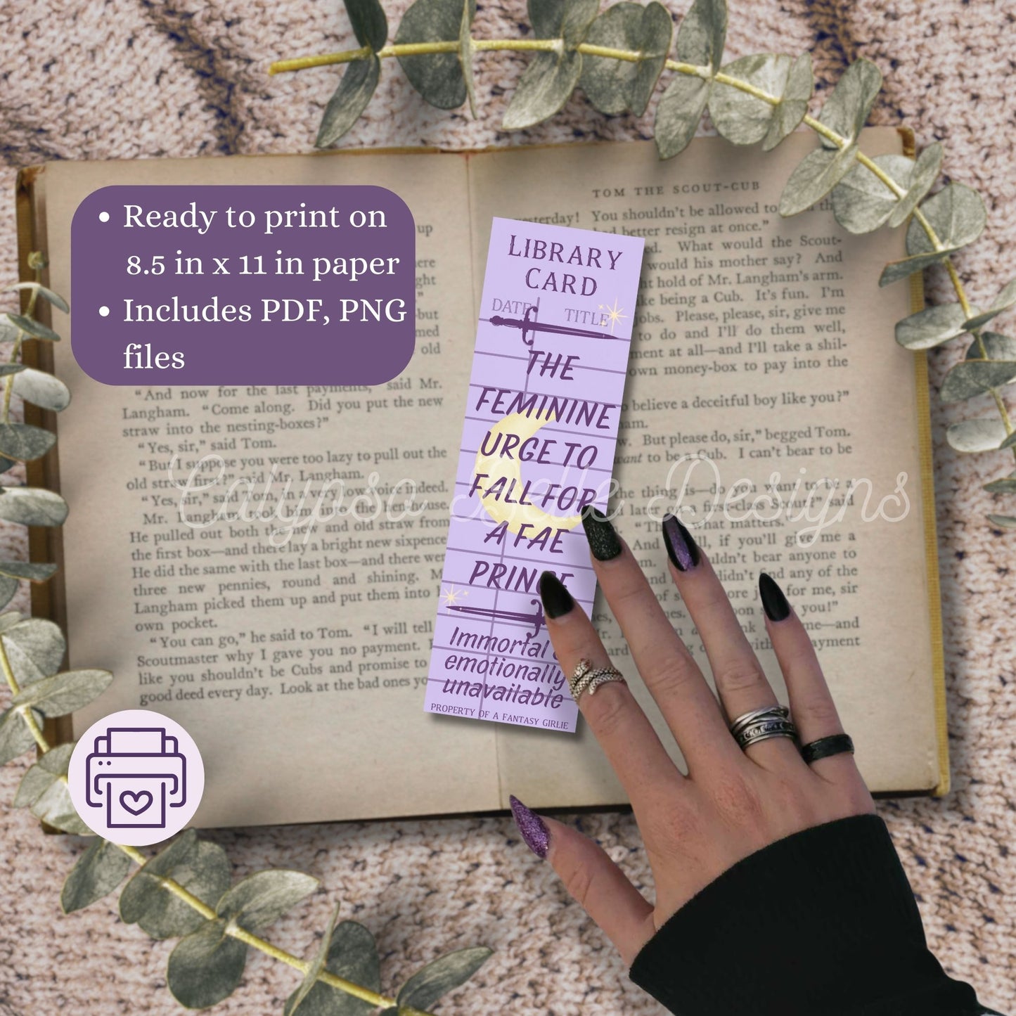 Fantasy Library Card Bookmark Bundle, Printable Bookmarks Bundle