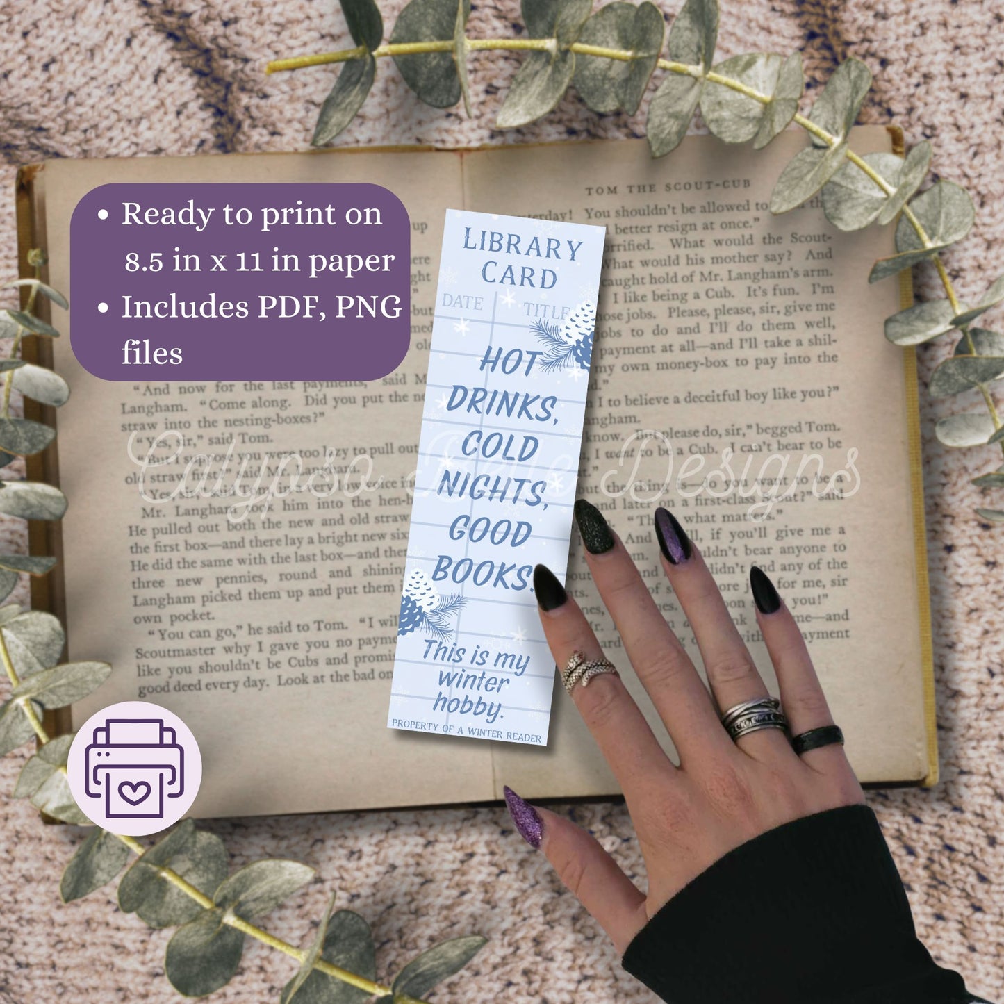 Winter Library Card Bookmark Bundle, Printable Bookmarks Bundle