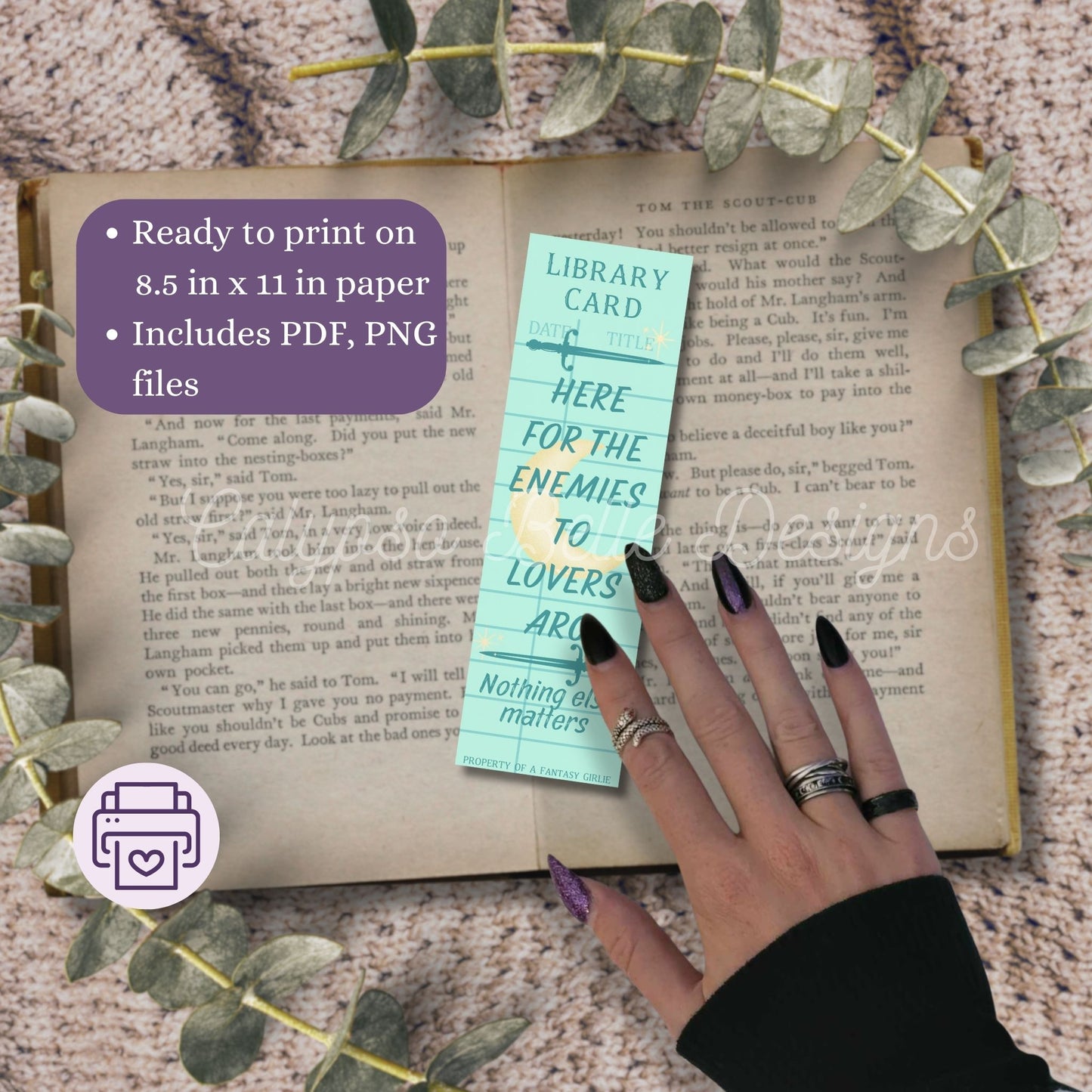 Fantasy Library Card Bookmark Bundle, Printable Bookmarks Bundle