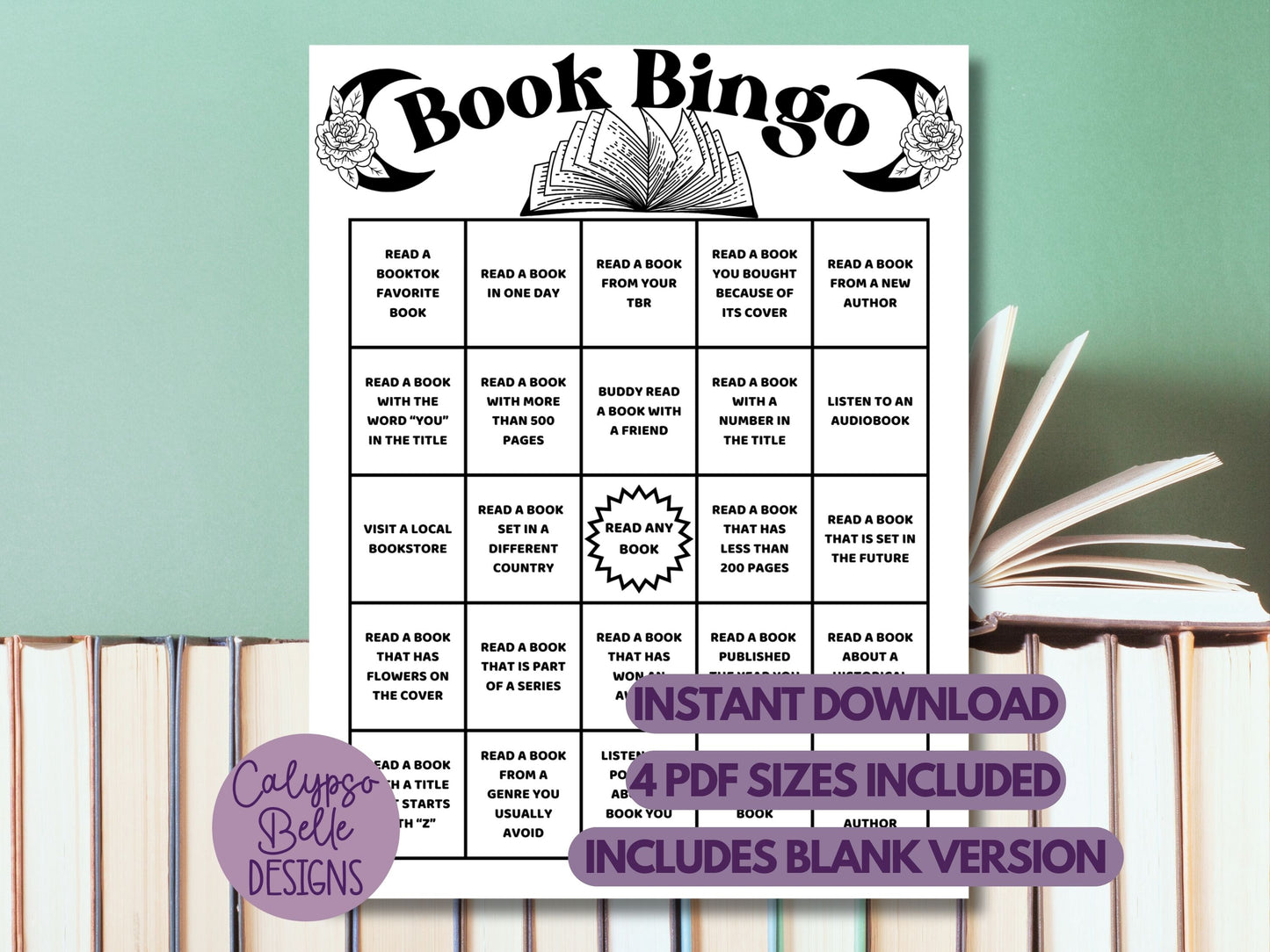 Book Bingo Printable, Reading Challenge, Bookish Printable