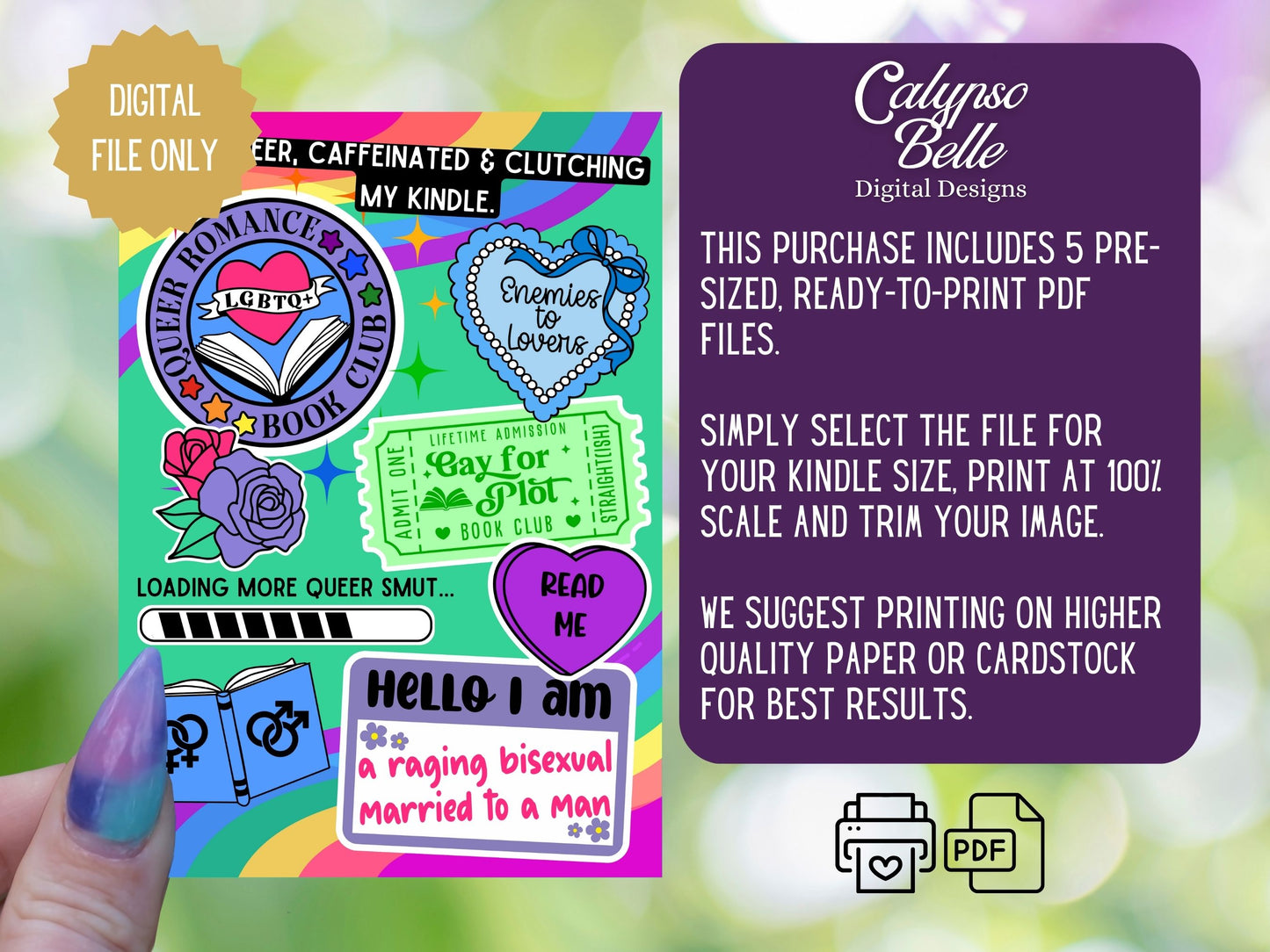 Queer Romance, Bisexual Romance Printable Kindle Insert