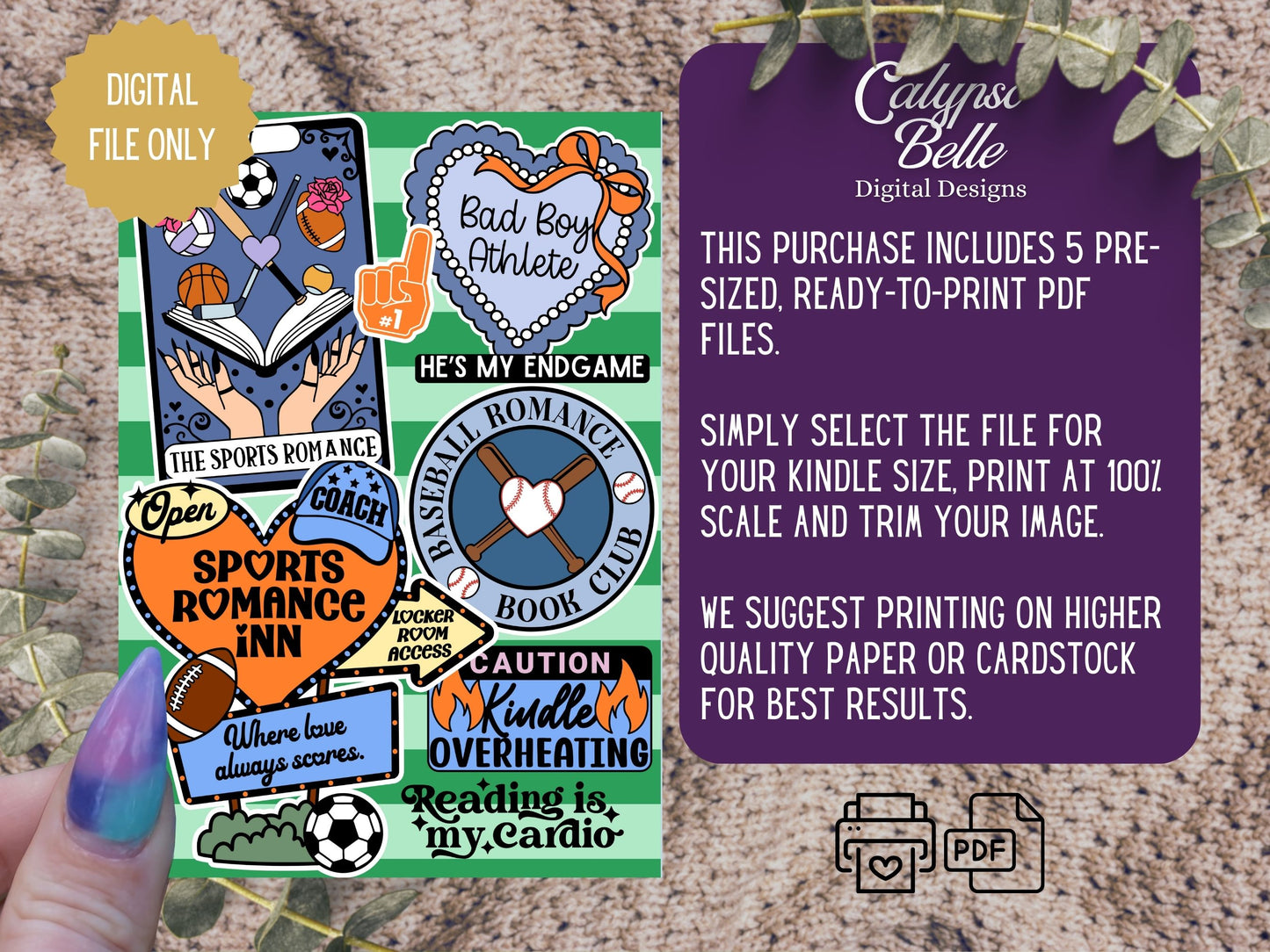 Sports Romance, Printable Kindle Insert