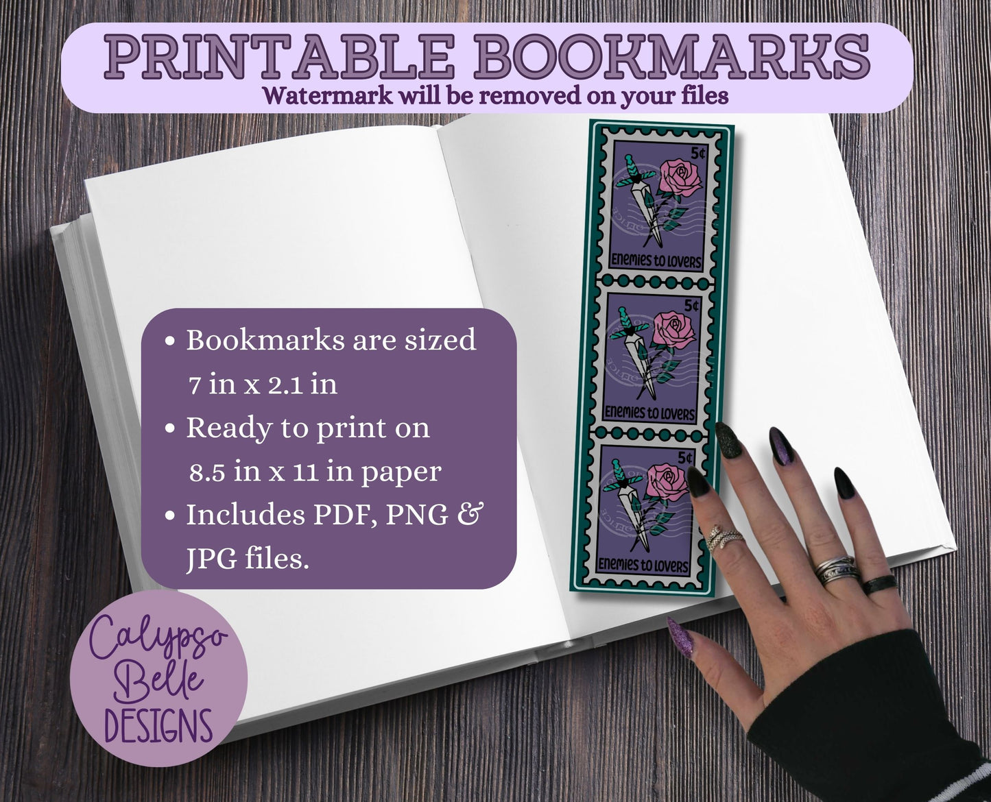 Book Tropes Stamps Printable Bookmarks, Enemies to Lovers Bundle