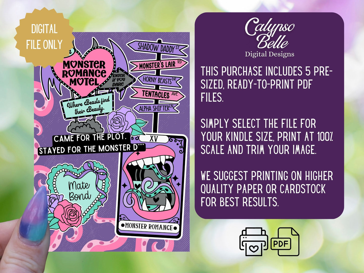 Monster Romance, Dark Romance Printable Kindle Insert