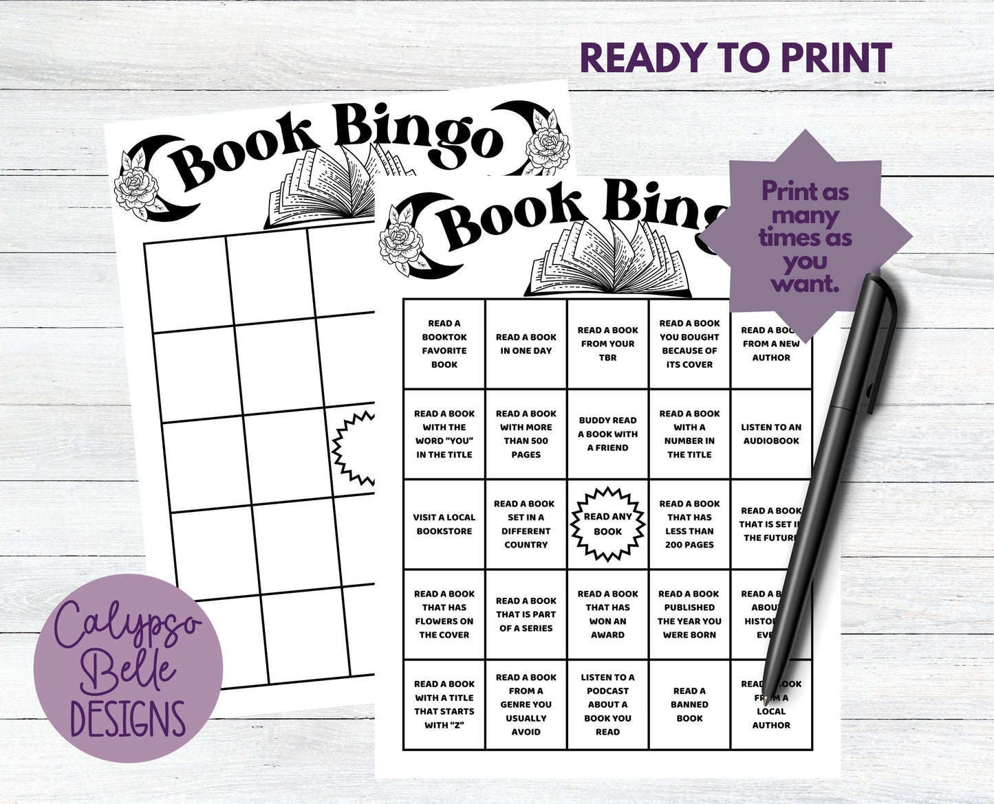 Book Bingo Printable, Reading Challenge, Bookish Printable